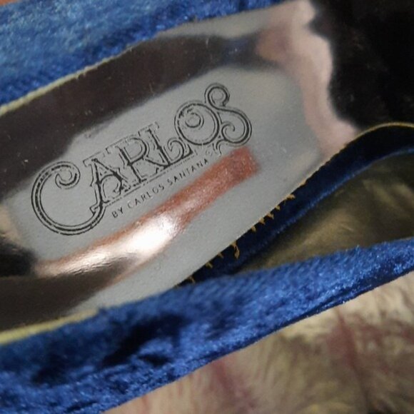 Carlos By Carlos Santana Blue Crushed Velvet 4 Inch Stiletto Heel Pumps Size 6.5 - Picture 9 of 11